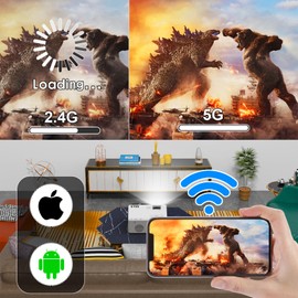 TMY 5G WiFi Projector with Bluetooth 5.1, 9500 Lumens HD Movie Projector, 1080P Supported Mini Projector, Portable Outdoor Projector, Compatible with TV Stick, Phone, Computer, HDMI, USB, AV, TF