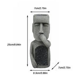 Whbbbj Easter Island Head Sculpture, Moai Statue Planter, Moai Solar Lights Outdoor Statue, Small Flower Pots for Courtyard Gardens Terrace (Mouth)
