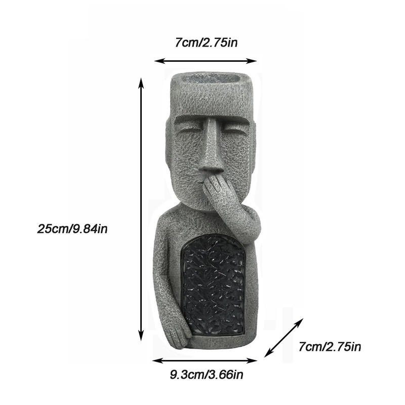 Whbbbj Easter Island Head Sculpture, Moai Statue Planter, Moai Solar