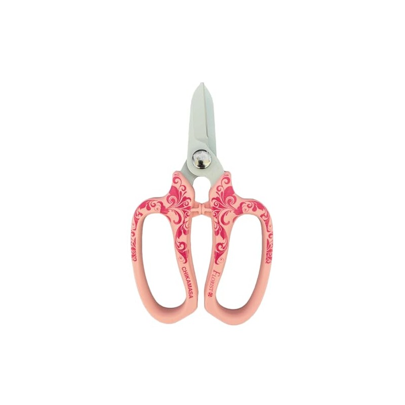 Chikamasa Chikamasa Florist Flower Shears Deluxe Arabesque Pattern Pink MF-9000PA
