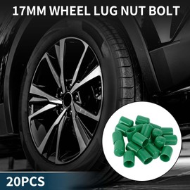 TUCKBOLD Wheel Lug Nut Bolt Cylindrical Shape Exterior Rims Tire Nut Screws Dust Cap Cover Nut Protection Green 20pcs 17mm PVC