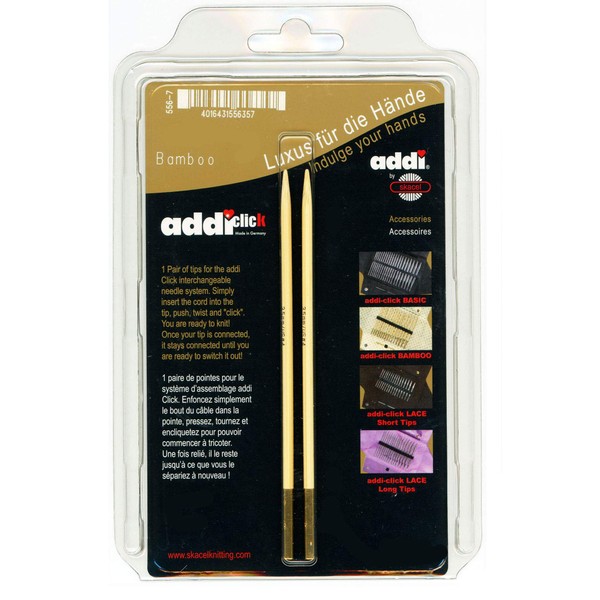 addi Click Interchangeable Knitting Needle Tips Natura Bamboo Set 5 inch (13cm) Size US 17 (12.0mm)