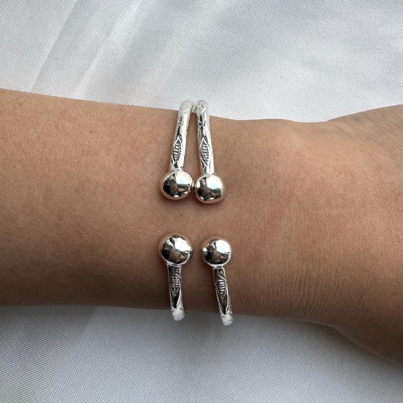 Better Jewelry Solid Ball .925 Sterling Silver West Indian Bangles