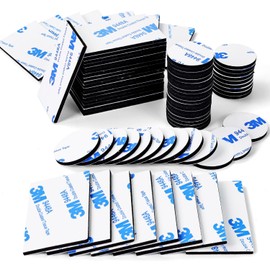 BraMccer Double Sided Tape,Double Sided Adhesive Pads,75Pcs Heavy Duty Mounting Tape,Double Sided Foam Tape,Super-Sticky Strong Pads Rectangle Round Shape for Office,Walls,Picture, Car, Home (Black)