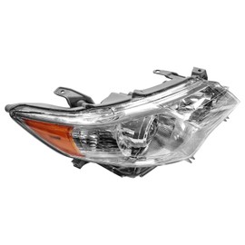 YLT AUTO Automotive Headlight Replacement Kit Pair LH+RH Clear Lens Chrome Projector Headlamp Fit for 2012-2014 Toyota Camry with Amber Reflectors