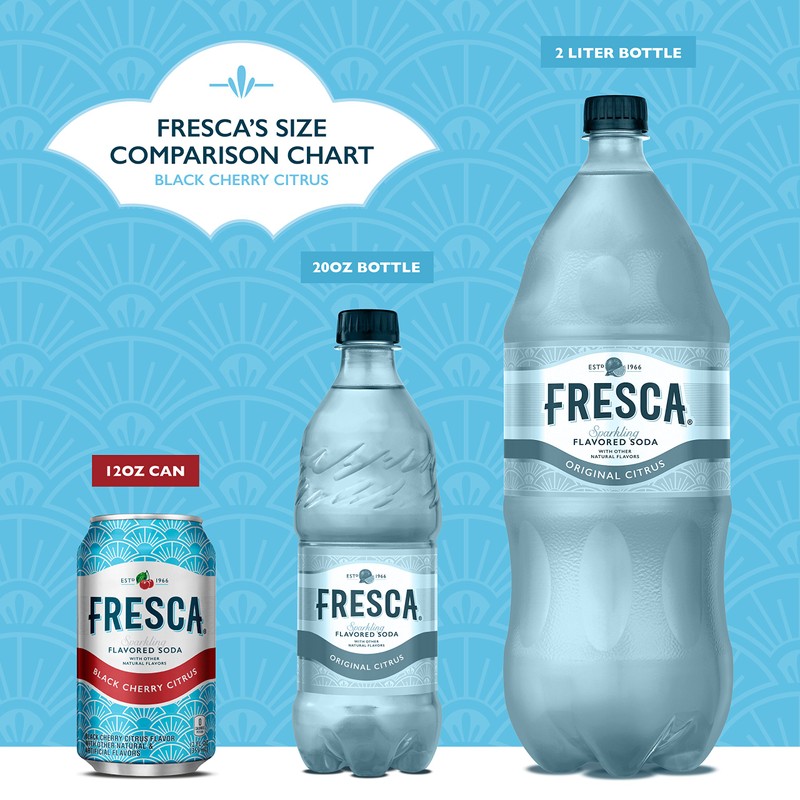 Fresca Black Cherry Soda Sparkling Flavored Soft Drink Zero Calorie