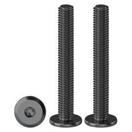 Drenky M5 Furniture Bolts, Flat Head Furniture Screw M5 X 50mm Flat Hex Bolt 304 Stainless Steel Black Bolts Fully Thread Machine Screws 20 Pack Joint Connector Bolts
