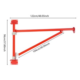 Heavy-Duty Wall Mount Jib Crane,41 lbs Load Capacity,Hoist Holder Swing Arm,180° Rotating Scaffold Lifting Arm for Electric Hoist (Red)