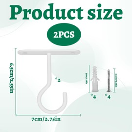 Eophmi Hanging Basket Hooks 2 Pcs Heavy Duty Hooks for Hanging Baskets Ceiling Hook for Plants Baskets Bird Feeders Flower Pots Lanterns (White)