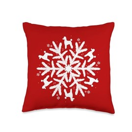 Snowflake Christmas Poodle Throw Pillow