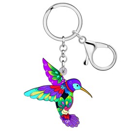 BAMAY Creative Hummingbird Keychain Acrylic Flying Bird Accessories Car Key Chain Rings Fun Gifts for Women Girls Charms (Purple)