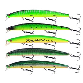 LINGYUE Large Fishing Lures 7.1" Minnow VIB Hard Bait Lures with Treble Hook Lifelike 3D Fishing Eyes Swimbait Crankbait Deep/Shallow Divers Fish Tackle Kits