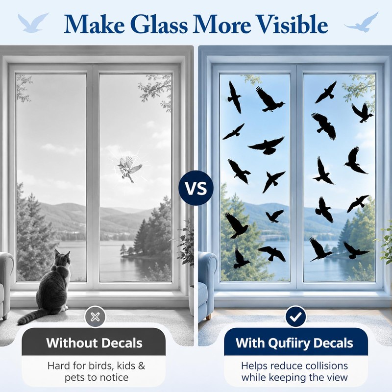 Qufiiry 37 Pack Anti-Collision Window Stickers for Birds, PVC Static