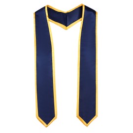 Ftyfty Unisex Adult Graduation Honor Stole Classic End With Trim 72" Long (72" Long, Navy Blue + Gold Trim)