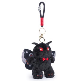 Tiny Heart Black Moth Plush Toy Keyring, Simulation Silk Spinner Animal Series, Soft Filling, 6.2 inches/16 cm, Suitable for Children and Nature Lovers, Black