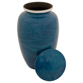 Monet Cremation Urn for Ashes, Aluminum, Blue Urn, Adult Sized Cremation Urn, 10.5 Inches High