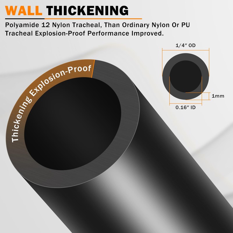 CheeMuii 500 FT 1/4" DOT Air Line 1/4 PA12 Nylon
