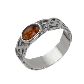 HolidayGiftShops Sterling Silver Baltic Honey Amber Ring Gothic Size: 5