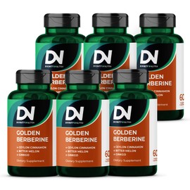Divinity Nutra Golden Berberine Supplement with Ceylon Cinnamon Bitter Melon, Ginkgo Biloba, Made in USA 6 Bottles, 60 Capsules Each
