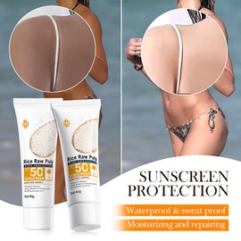 Reis Sonnenschutz SPF 50 - Sonnencreme Gesicht 50 - Reis Sonnenschutz für Gesicht Körper - UVA/UVB Schutz Sonnenmilch Gesicht Sonnencreme - Wasserfeste Feuchtigkeitspflege Sonnenschutzmittel Sunscreen