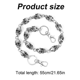 Tinoaly Skull Pants Chain, Goth Skull Punk Wallet Chain Trouser Chains Cool Biker Chain Jean Heavy Chains Belt Chain Biker Jean Pocket Chain Punk Accessories