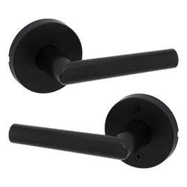 Kwikset Milan Interior Passage Door Handle, Lever For Closet and Hallway Doors, Reversible Non-Locking Handle Lever, Matte Black