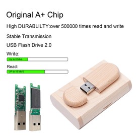 Yaxiny USB Stick Wooden Memory Stick 8GB USB 2.0 Flash Drive Memory Stick Data Storage Pendrive Gift with Wooden Box