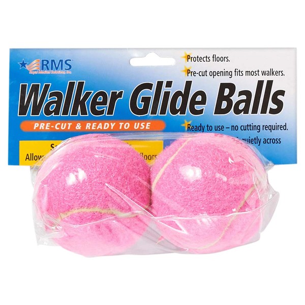 RMS Walker Glide Balls - A Set of 2 Balls with Precut Opening for Easy Installation, Fit Most Walkers (Pink)