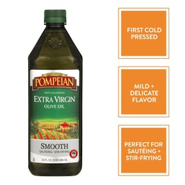 Pompeian Smooth Extra Virgin Olive Oil 32 Fl Oz First Cold Pressed Gourmet Co...