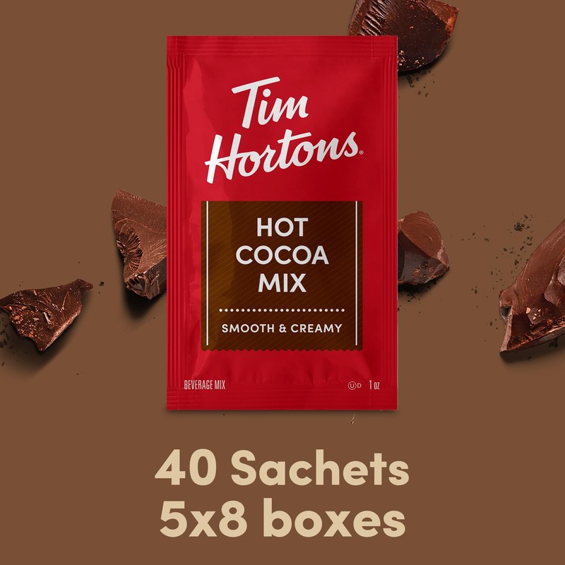 Tim Hortons Hot Cocoa Mix Packets, Smooth & Creamy, 40
