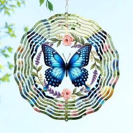 FLAGWIX Butterfly Wind Spinners Outdoor - 3D Butterflies Stainless Steel Metal Wind Spinners 12 in - Mothers Day Birthday Gifts for Mom Grandma, Butterfly Gifts for Women, Yard Decorations Outdoor