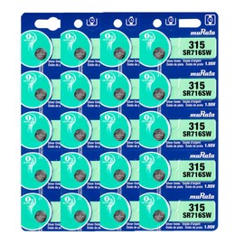 Murata 315 Battery SR716SW 1.55V Silver Oxide Watch Button Cell (20 Batteries)