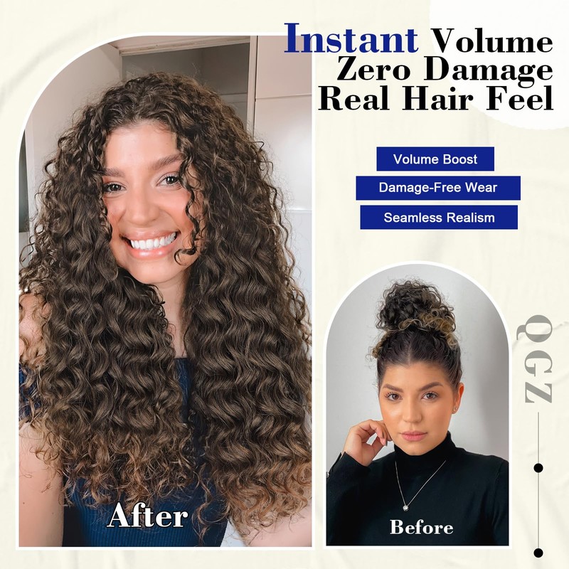 Curly Clip in Hair Extensions 18 Inch, QGZ Yaki 4PCS