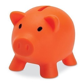 eBuyGB Piggy Bank/Money Box for Saving Coins and Cash Plastic Novelty Pig (Orange)