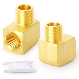 TAISHER 2PCS Square 90 Degree Barstock Street Elbow, 3/8 Inch NPT Male Pipe to 3/8 Inch NPT Female Brass Pipe Fitting