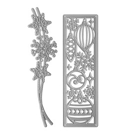Metal Christmas Element Lantern Square Frame Cutting Dies,Three Snowflake Border Die Cuts Embossing Stencils Template Mould for Card Scrapbooking and DIY Craft Album Paper Card Decor
