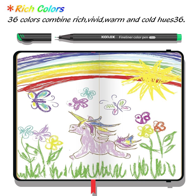 Koilox Fineliner Pens Set, 36 Colour Fine Point Pens 0.4mm