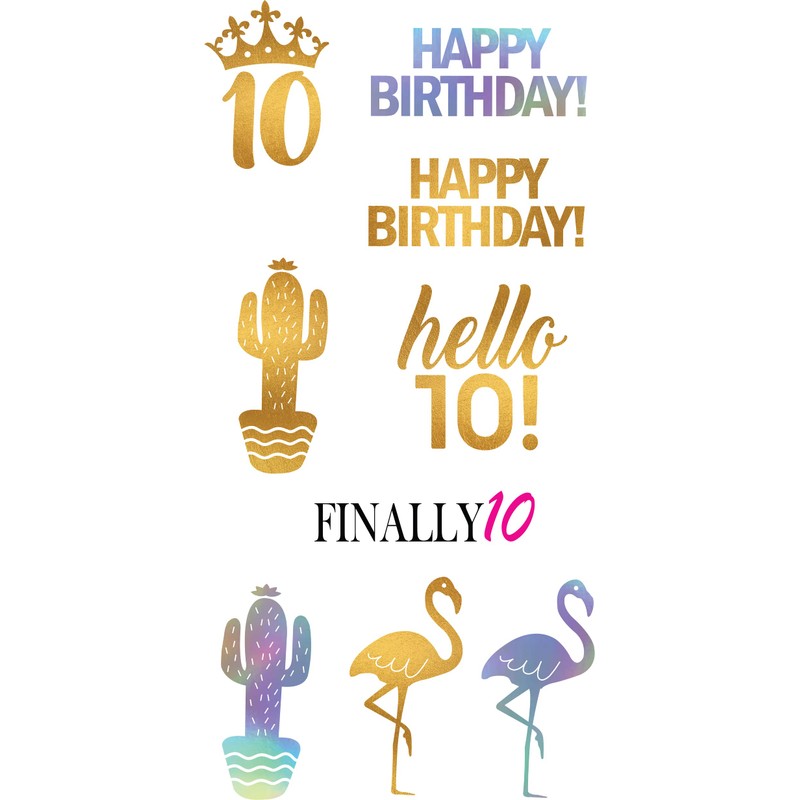 10th Birthday Temporary Tattoos (4 Pages) - 10th Birthday Party