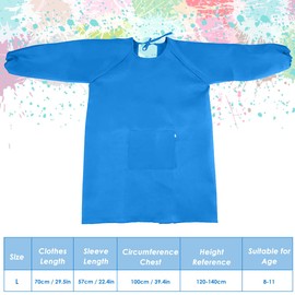 Painting Coat Children, Craft Apron for Children, Painting Apron Children 8-11 Years, Kids Aprons with Pocket, Cooking Apron Children for School Art Painting, Cooking, Size L, blue