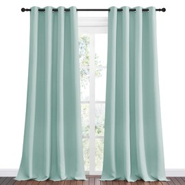 NICETOWN Aqua Blue Blackout Curtains 90" Long for Office, Dining Room, Guest Room, Sound Reducing Heat and Cold Block Curtain Panels for Modern Room Decorative (55" Wide by 90" Long, 2 Pieces)