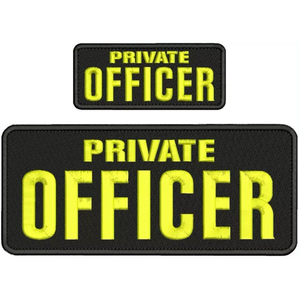PRIVATE OFFICER embroidery patches 4x10 and 2x5 hook ON BACK