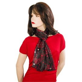 Evening Elegance Heart Scarves Valentine’s Day Mother’s Day Tiny Hearts Black - W521BK
