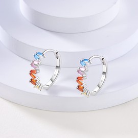 Parmuz 925 Sterling Silver Hoop Earrings Women Colorful Cubic Zirconia Small Huggie Large Big Hoops Various Fashion Trendy Earrings Jewelry for Birthday Party Christmas Gift