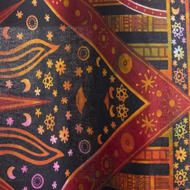 Popular Handicrafts Indian Burning Sun Hippie Mandala Kitchen Window Curtains - Gypsy Tye Dye Bohemian Sun Moon Beautiful Drapery Bedroom Living Room Balcony Valance Panels Golden