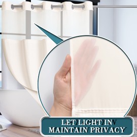 Conbo Mio Waffle Weave Hotel Style Shower Curtain with Snap in Liner for Bathroom Waterproof Machine Washable Shower Curtain (Waffle-Beige,71"(W) x 84"(H))