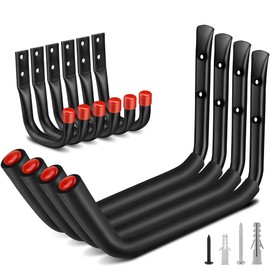 Nacial 10 Pack Garage Hooks Heavy Duty, 15" & 3.5" Kayak Storage Hook with EVA Pads, 100LBS Capacity Garage Hooks for Hanging Bikes, Kayak Folding Chairs and Hanging Ladders, Father's Day Gifts
