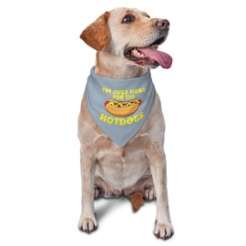 I'm Just Here for The Hot Dogs,Reversible Triangle Bibs Pet Scarf, Holiday Party Photography Props (Gray Blue)