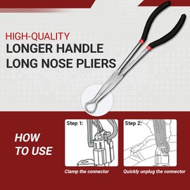 3PCS Electrical Disconnect Pliers Automotive Electrical Connector Pliers Upgraded Spark Plug Pliers Carbon Steel Hose Removal Plier Universal Fuel Line Plier for Car