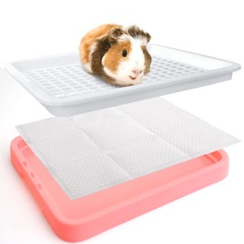 Guinea Pig Toilet, Small Animal Potty Trainer Corner, Square Rat Litter Bedding Box with Small Broom, Dustpan, Small Pet Litter Toilet for Guinea Pigs, Chinchilla, Ferret,Galesaur, Hamster