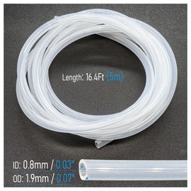 FOCMKEAS Silicone Tubing 0.03" x 0.07"（0.8x1.9mm）(IDxOD) 16.4Ft(5m) Length Flexible Transparent Tube, Silicone Rubber Air Hose Water Pipe for Pump Transfer